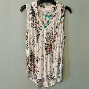 Market & Spruce Ava Tie Neck Sleeveless Blouse White Small